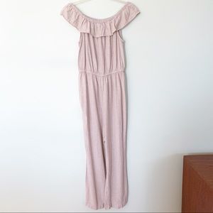 🏷️ Universal Thread Natural Stripe Linen Blend Ruffle Romper Small S